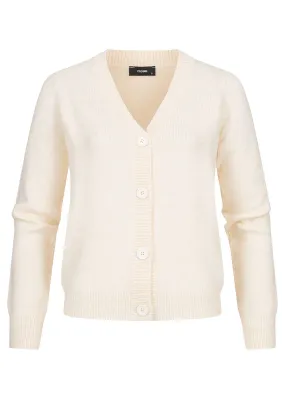 Clodus Damen V-Neck Viskose Strickjacke Cardigan mit Knopfleiste off weiss